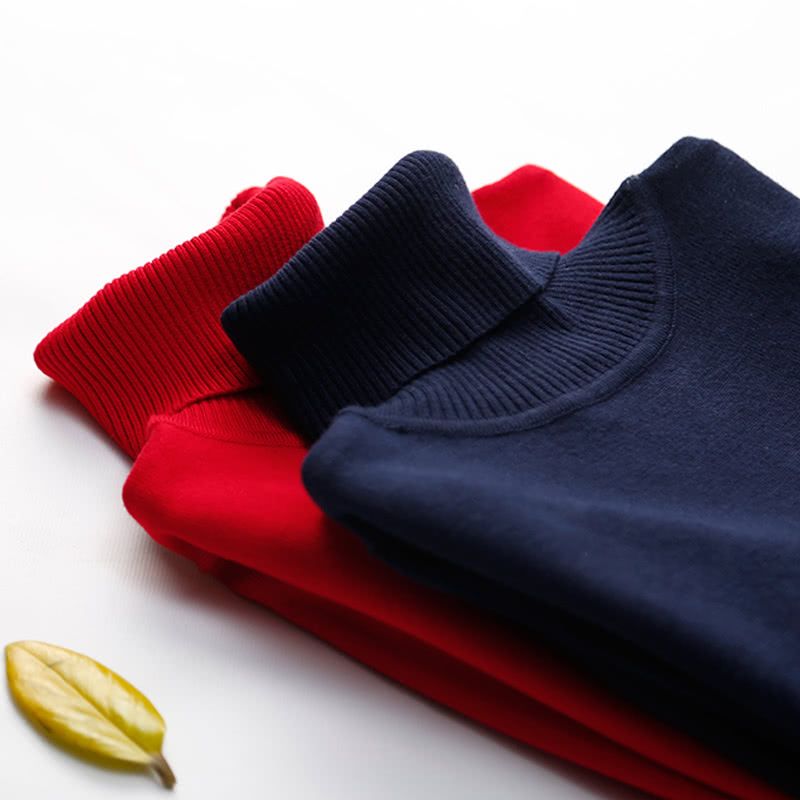 Winter Women Sweater Knitwear Turtle Neck Long Sleeves-dark Blue