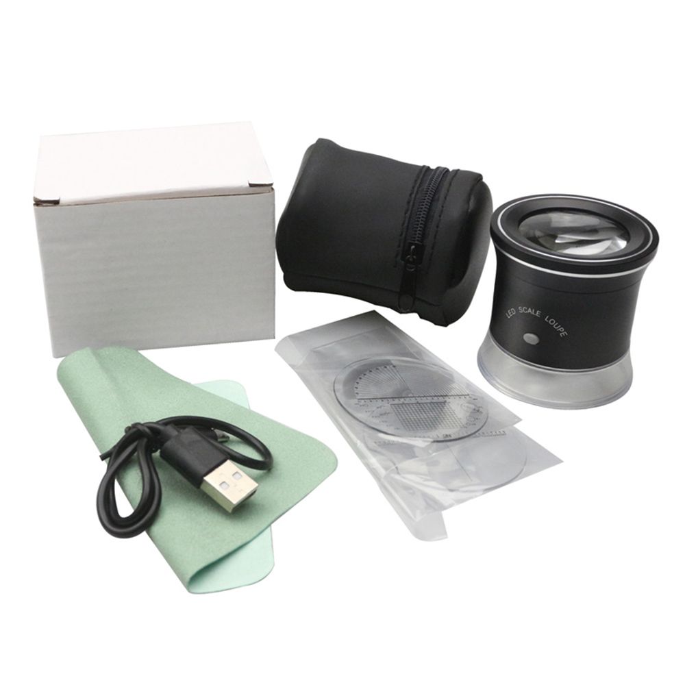 30X LED Scale Loupe Illuminated Magnifier With 6 White 3 UV