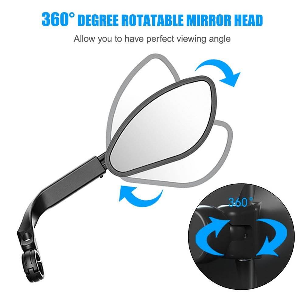 Telescopic Bicycle Rear Flat Mirror 360 Degree Rotatable Bike Handlebar Side Rear View Mirror for MTB Road Bike