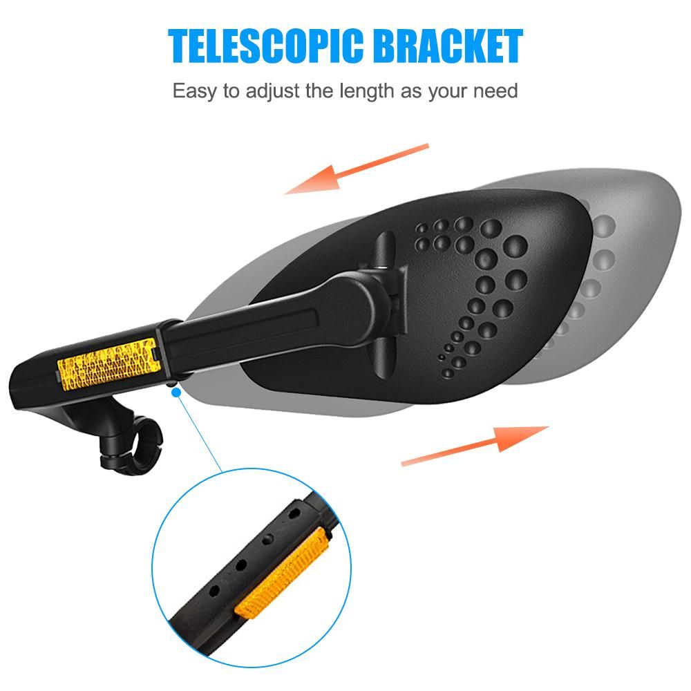 Telescopic Bicycle Rear Flat Mirror 360 Degree Rotatable Bike Handlebar Side Rear View Mirror for MTB Road Bike