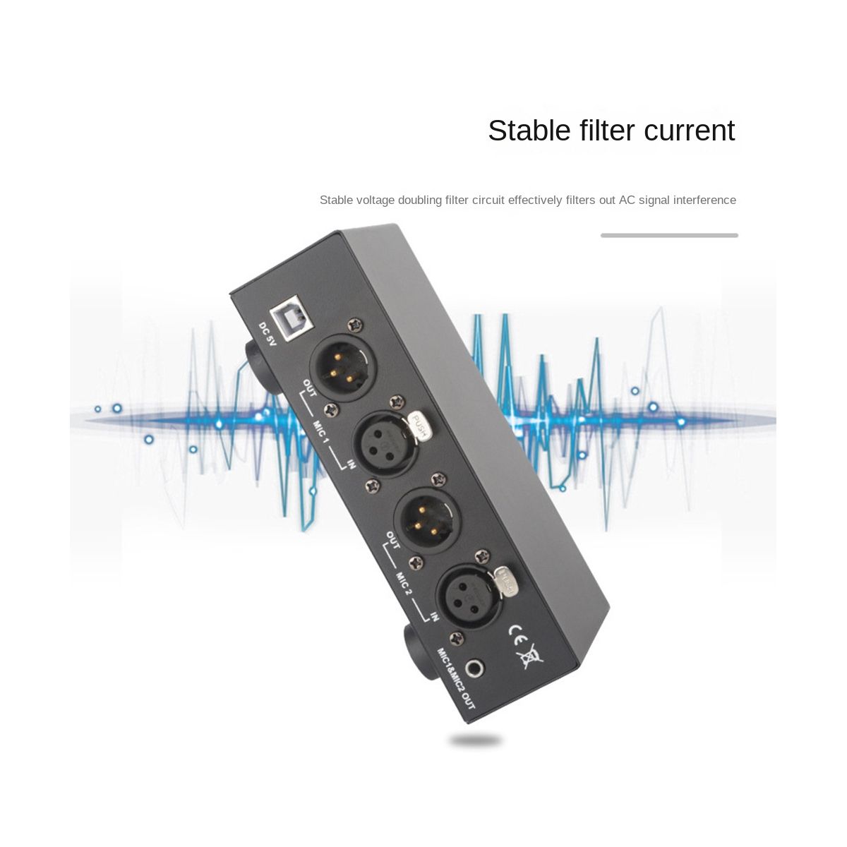 48V USB Dual Mixed Output Phantom Power Supply for Condenser Microphones Music Recording Equipment