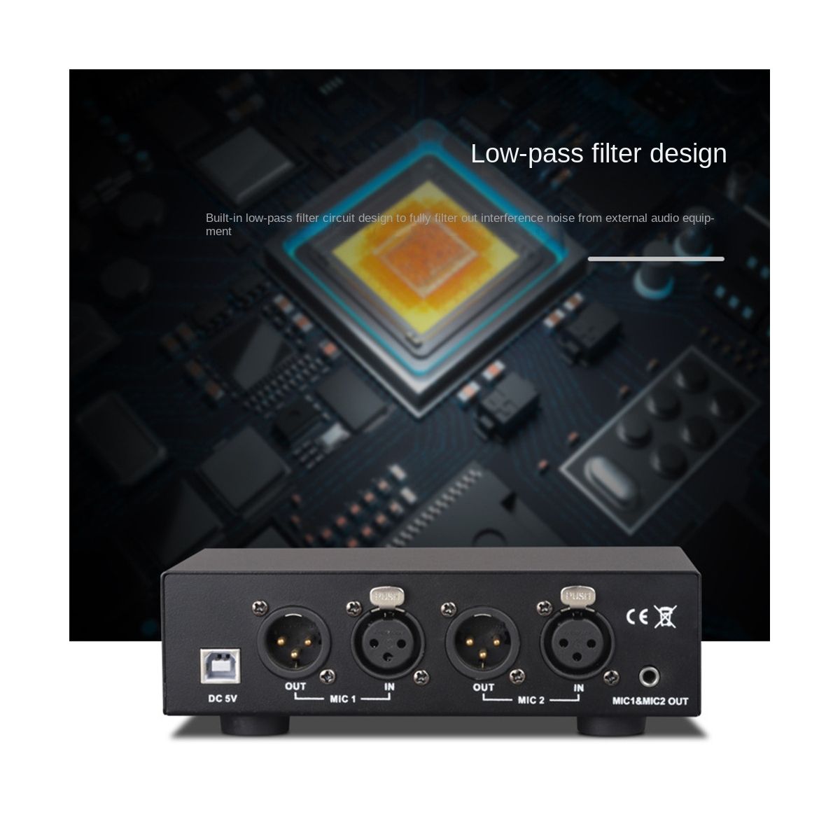 48V USB Dual Mixed Output Phantom Power Supply for Condenser Microphones Music Recording Equipment