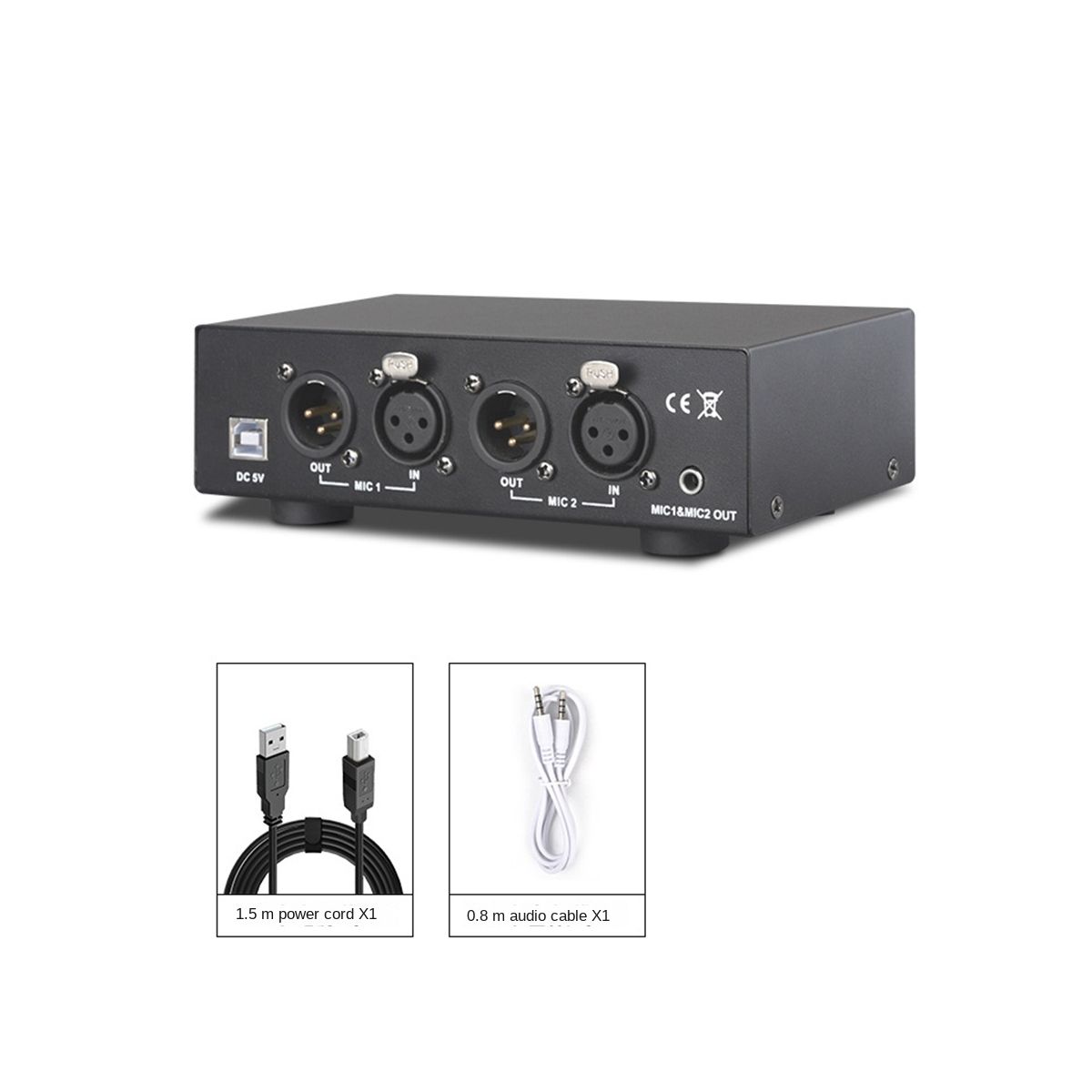 48V USB Dual Mixed Output Phantom Power Supply for Condenser Microphones Music Recording Equipment