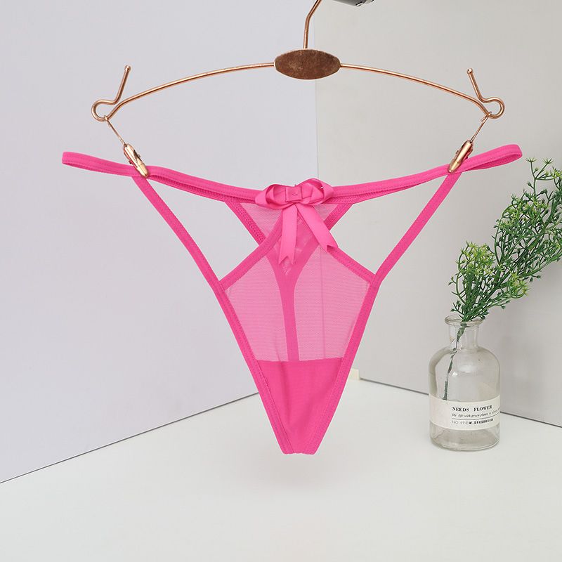 Women's Seamless G-String Sexy Cut-Out Perspective Thong Ladies Panties Peach
