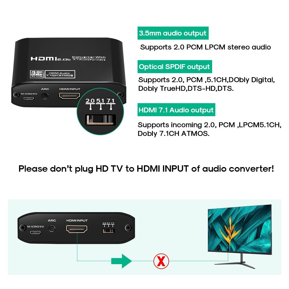 NK-H38 4K HDMI Audio Splitter
