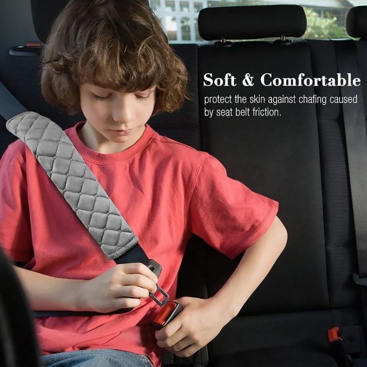 Car Seat Belt Protector Extended Shoulder Pads Black Ice Silk