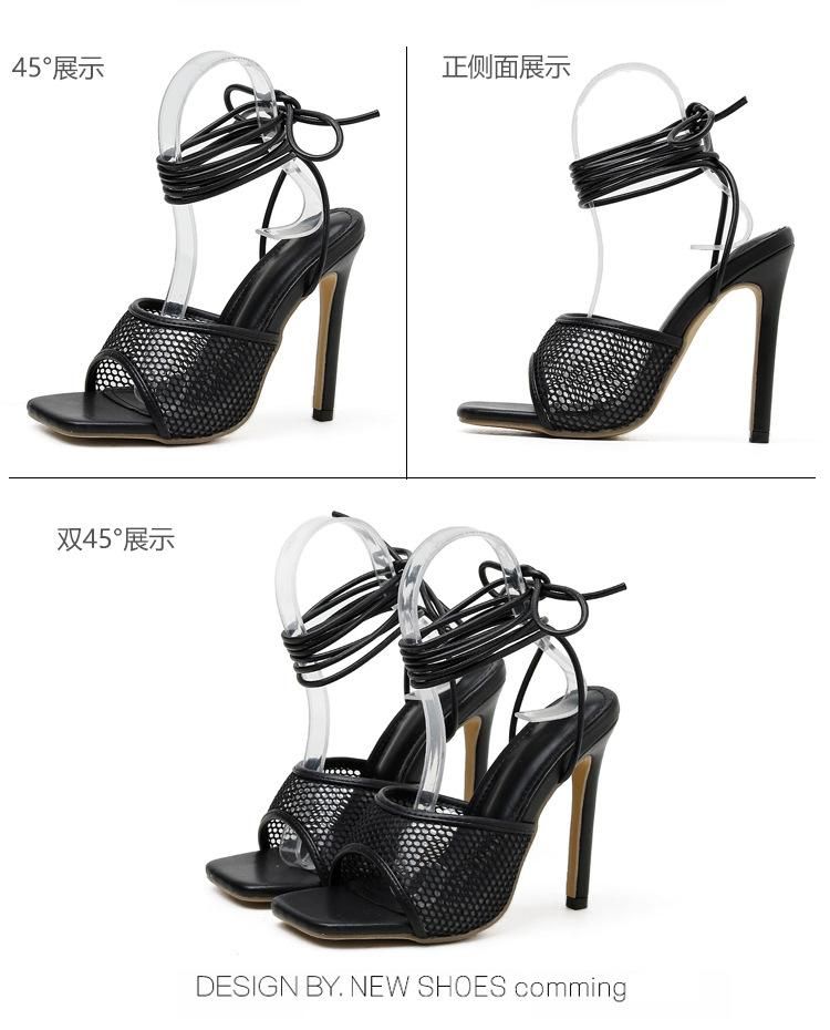 PU Ankle-wrap Strap High Heels Pointed-on Stiletto Sandals