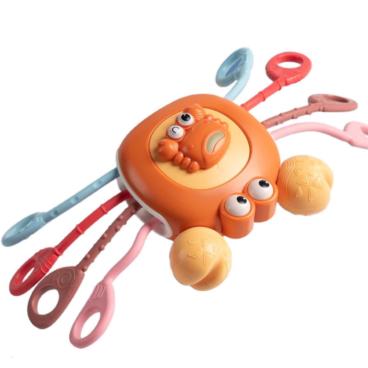 Baby Sensory Toy Plastic Grip Toys Toddler Pulling Toy Orange