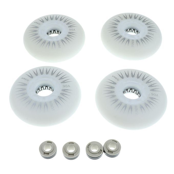 4 Pieces LED Lights Flashing Inline Roller Skate 80mm White