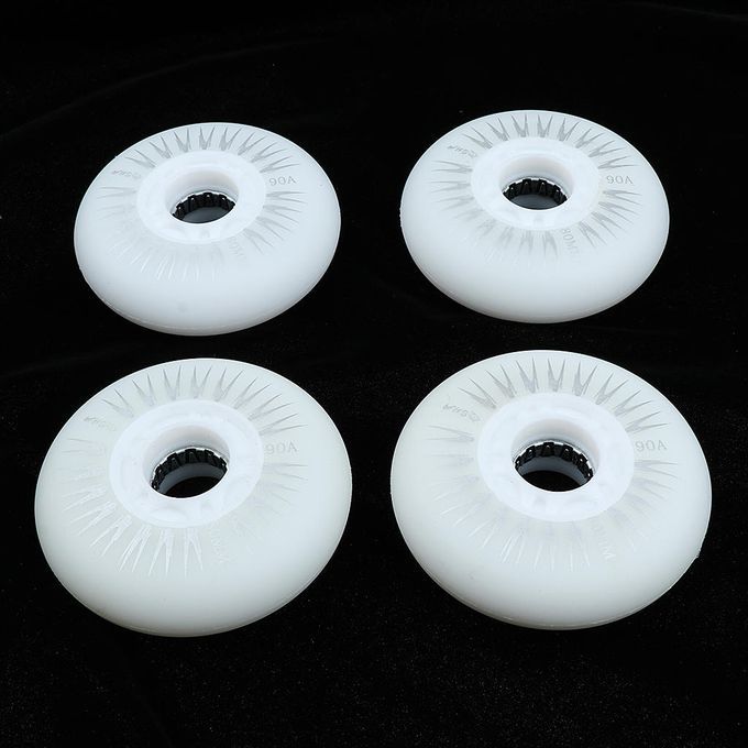 4 Pieces LED Lights Flashing Inline Roller Skate 80mm White