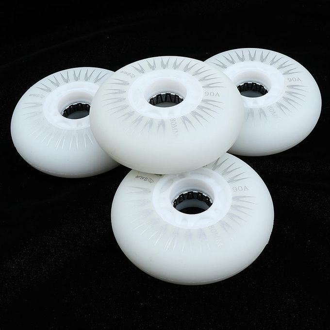 4 Pieces LED Lights Flashing Inline Roller Skate 80mm White