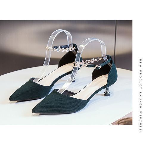 Ladies Classic Simple Pointed High Heels-Green