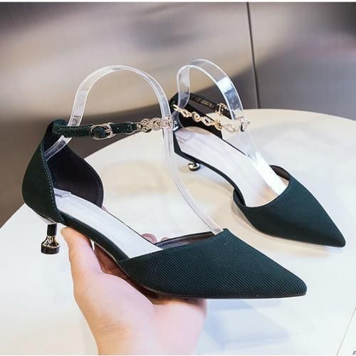 Ladies Classic Simple Pointed High Heels-Green