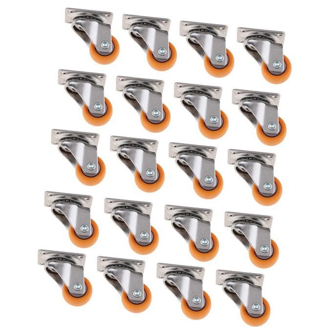 20 Pcs Nylon All Swivel Caster Wheels Plate Caster For Trolleys Wheel