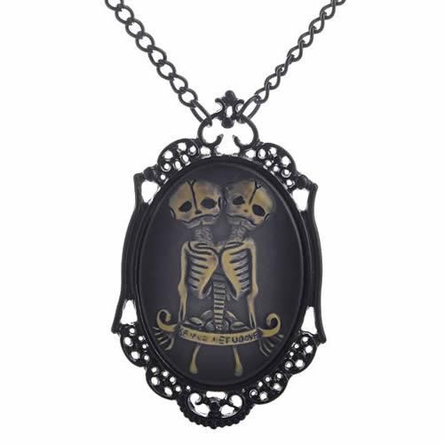 Onebeading Wholesale Fashion Retro Skeleton Horror Necklace Link Chain Pendant Cameos Jewelry Friendship Gifts 1 Strand K04398