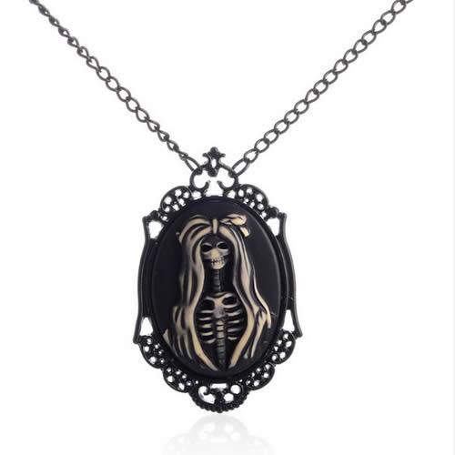 Onebeading Wholesale Fashion Retro Skeleton Horror Necklace Link Chain Pendant Cameos Jewelry Friendship Gifts 1 Strand K04398