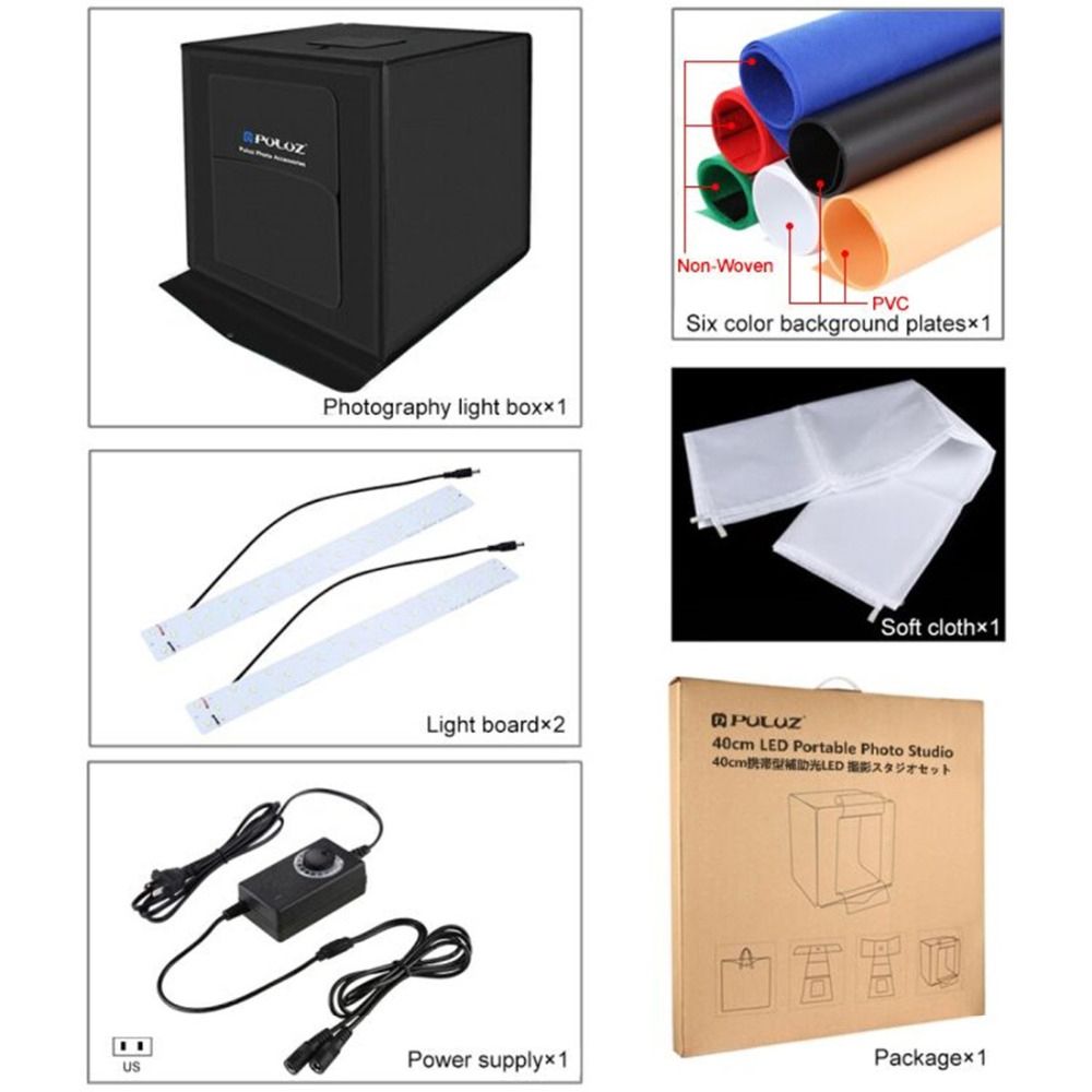 Portable 30W 5500K White Light Room Photo Lighting Studio Shooting Tent Box Kit