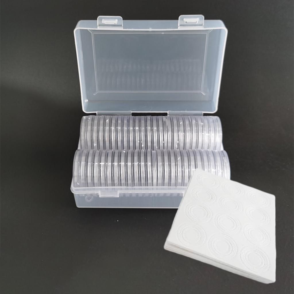 Coins Storage Box Coin Holder  50pcs 40mm Coins Display Dust