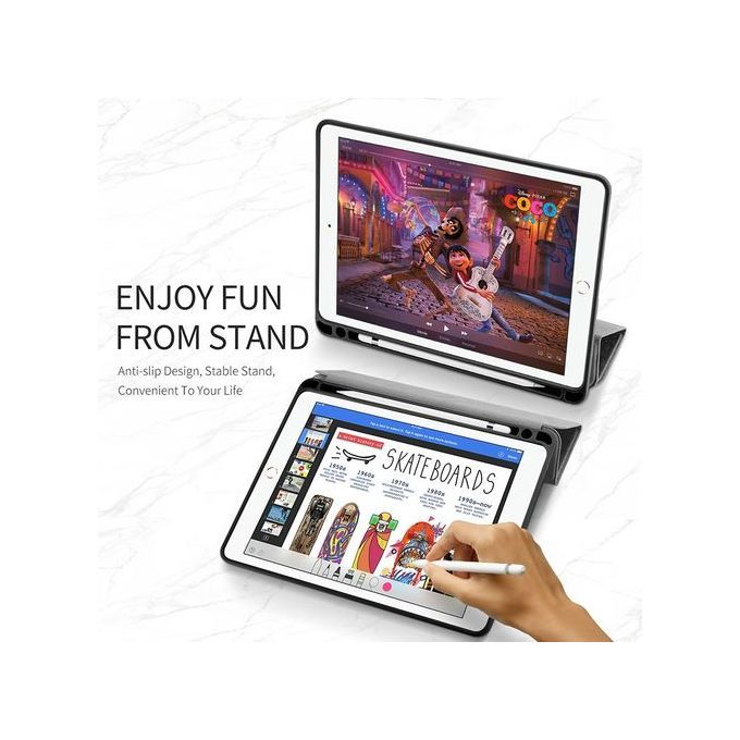 DUX DUCIS PU Leather Case For IPad Pro 10.5 2017 Magnet Stand Smart Cover With Pencil Holder-Black