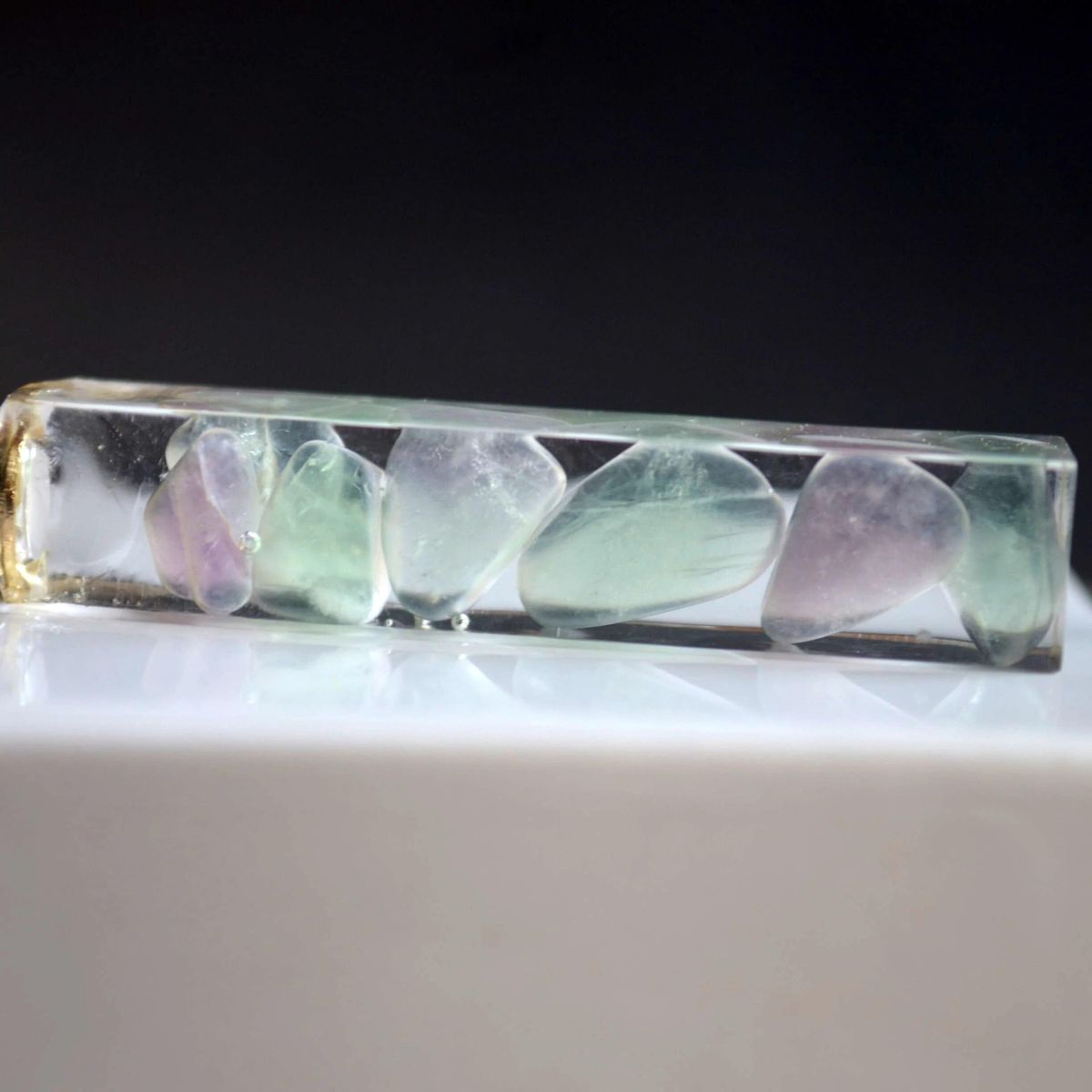 Fluorite Natural Stone Transparent Cube Resin Gold Color Pendant Chain Long Necklace Women Boho Fashion Jewelry Bohemian Vintage