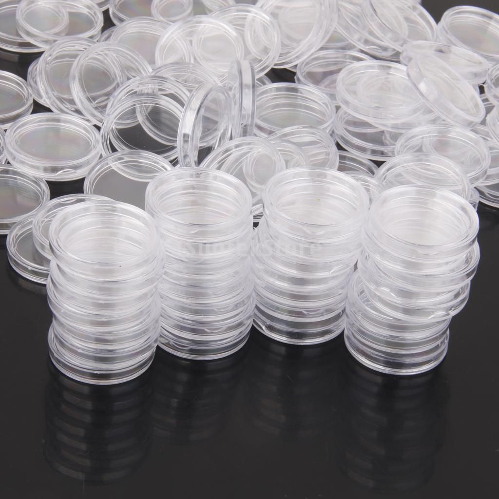 200pcs Plastic Clear Coin  Coin Containers Protector 26mm 32mm