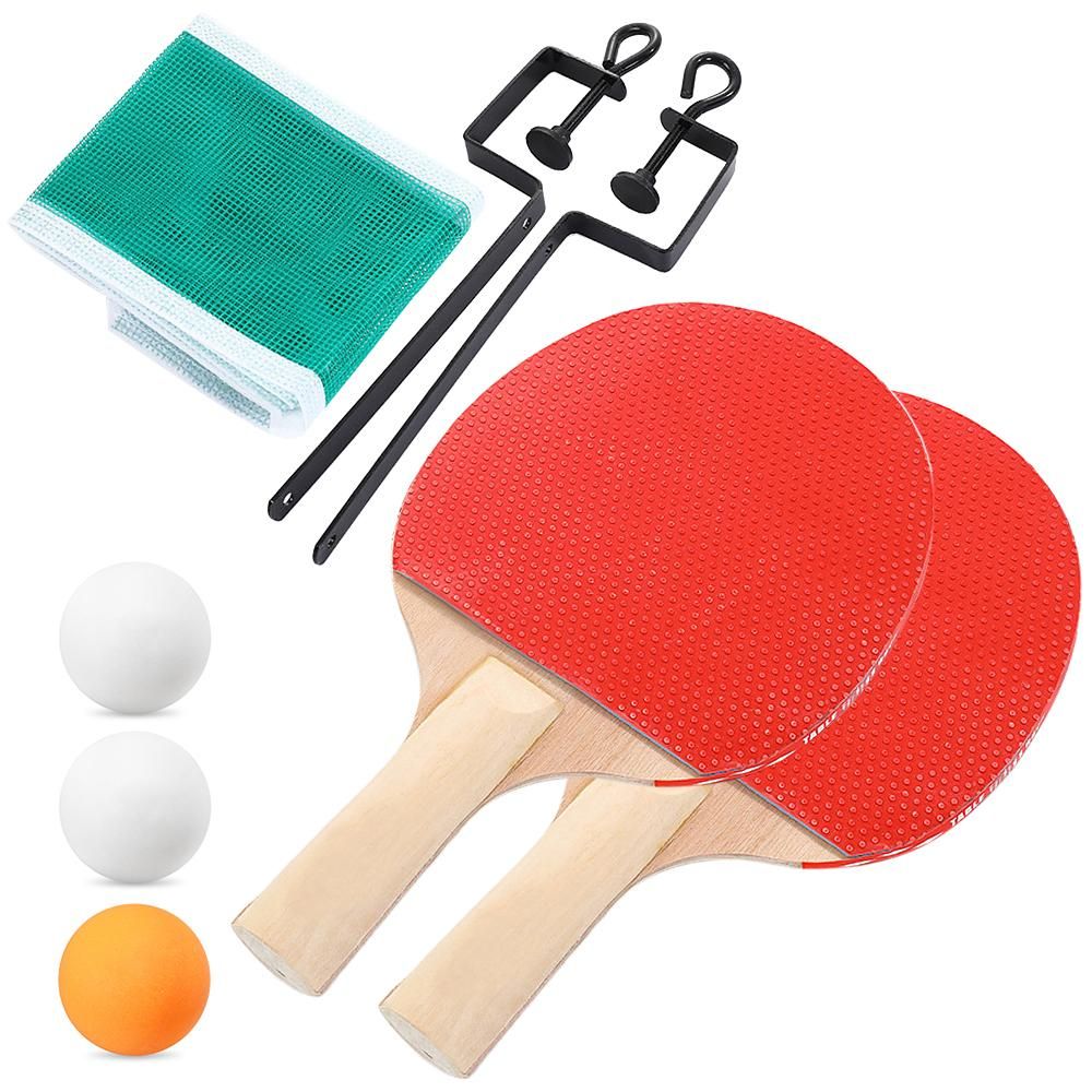 Portable Retractable Ping Pong Post Net Rack Ping Pong Paddles Quality Table Tennis Rackets Set Ping Pong Training Adjustable Extending Net Rack Paddle Bats Sports  Accessories Racquet Bundle Kit with 3 Balls For Both Indoor 