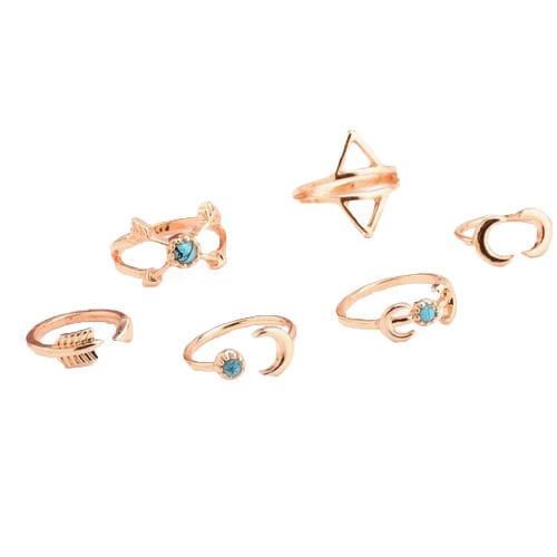 Knuckle Rings - 6 Pcs -Gold