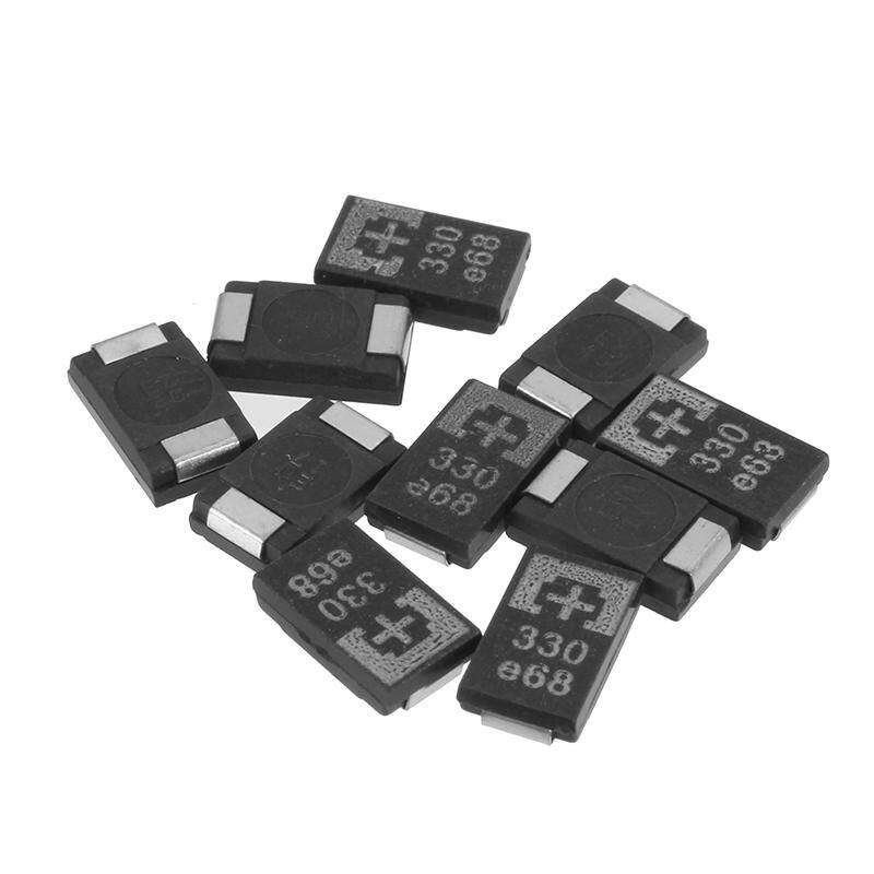 10pcs/lot SMD Tantalum Polymer 2R5TPE330M9 2.5V 330UF POSCAP Polymer Capacitance