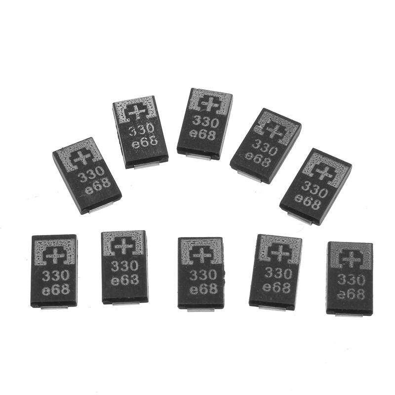 10pcs/lot SMD Tantalum Polymer 2R5TPE330M9 2.5V 330UF POSCAP Polymer Capacitance