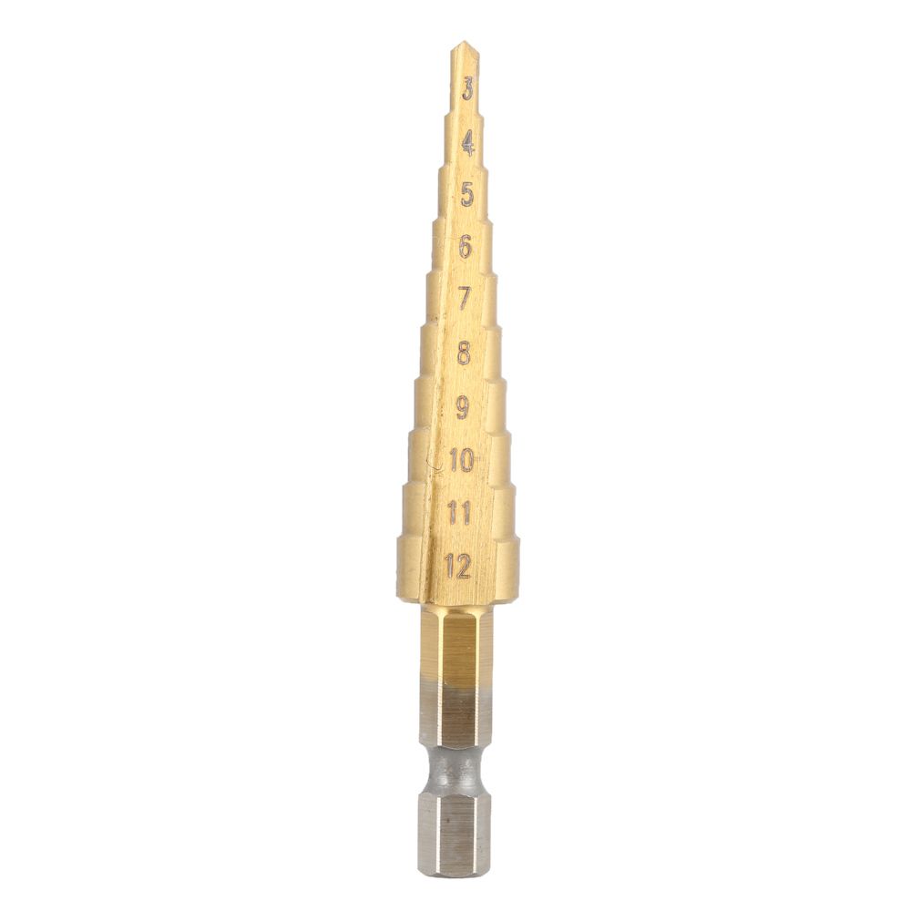 3 Pcs/set HSS Titanium Coated Straight Flute Step Drill Bits