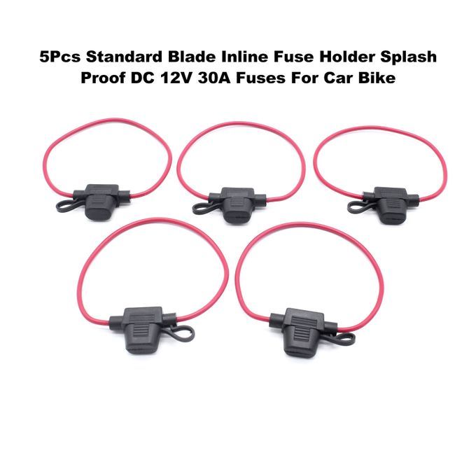 5Pcs Standard  Inline Fuse Holder Splash Proof  12V 30A