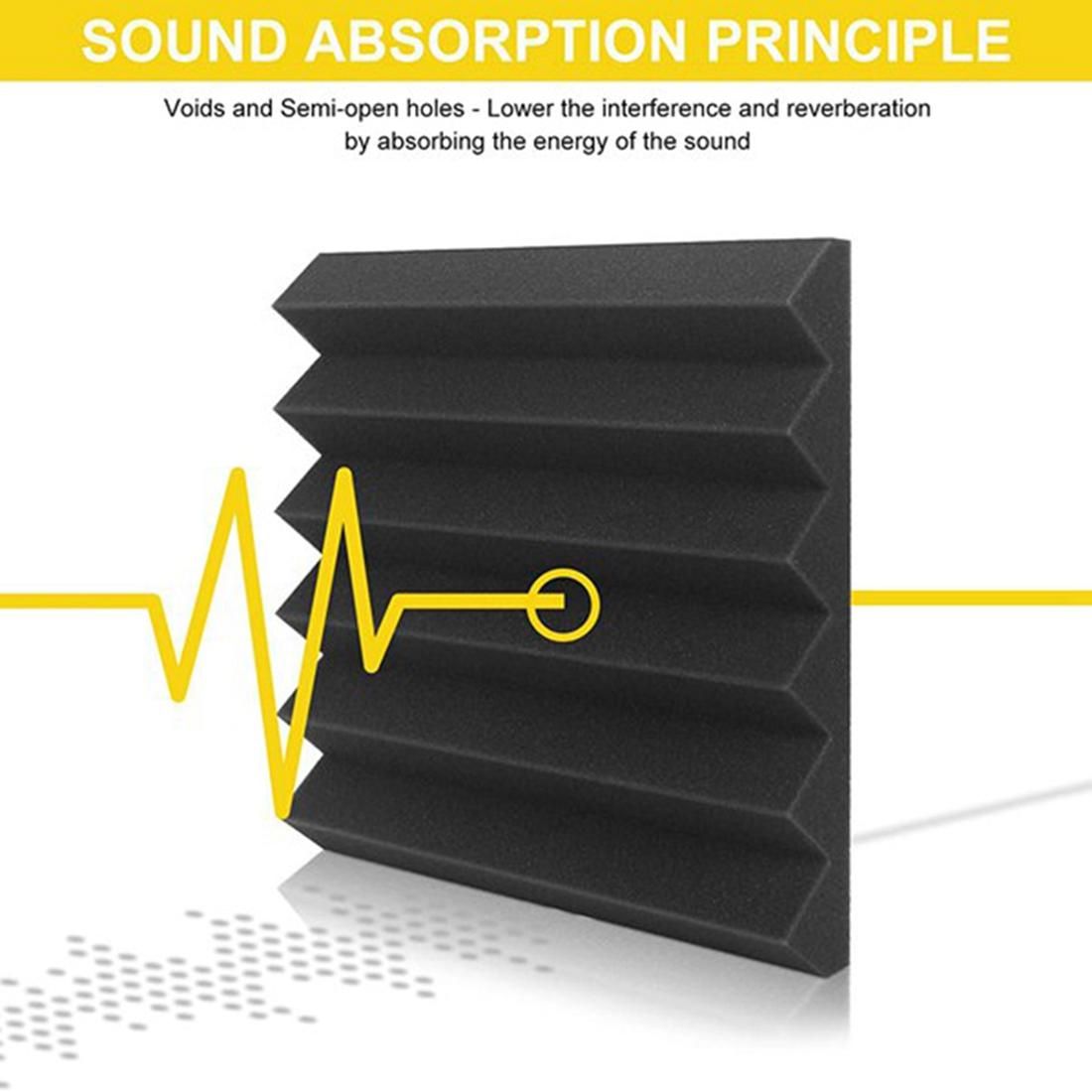24Pcs Acoustic Foam Panels,Triangle Groove Studio Wedge Tiles,Fireproof Sound Panels Soundproof Foam for Wall,Red&Black