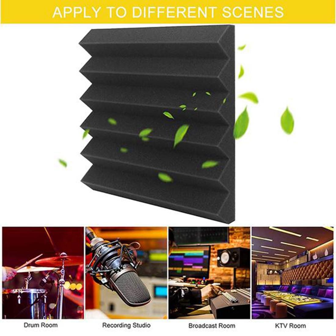24Pcs Acoustic Foam Panels,Triangle Groove Studio Wedge Tiles,Fireproof Sound Panels Soundproof Foam for Wall,Red&Black