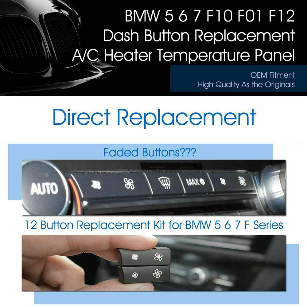 12 Button Key Caps AC Heater Switch Replacement For  BMW 5 6