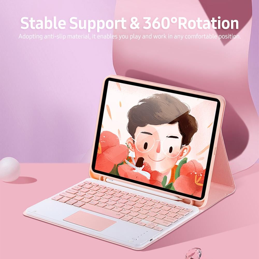 Detachable BT Keyboard Case with Touchpad Charging Pen Slot Compatible with iPad Pro11 2018/2020/ iPad air4 2020 Green