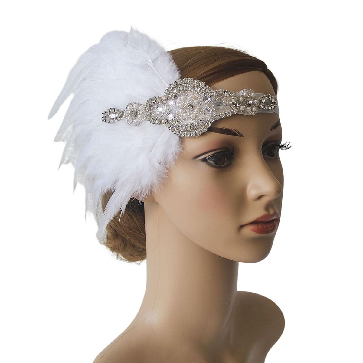 Bridal Flapper Headpiece Good Elasticity Fringe Headband White