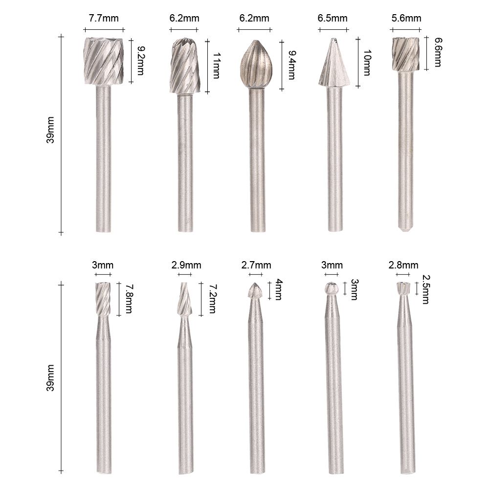 Electric Grinding Accessories 10pcs 3mm Shank HSS Router