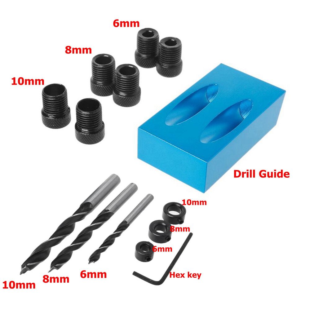 Pocket Hole Jig With Dowel Drill Set Drill Guide Woodworking
