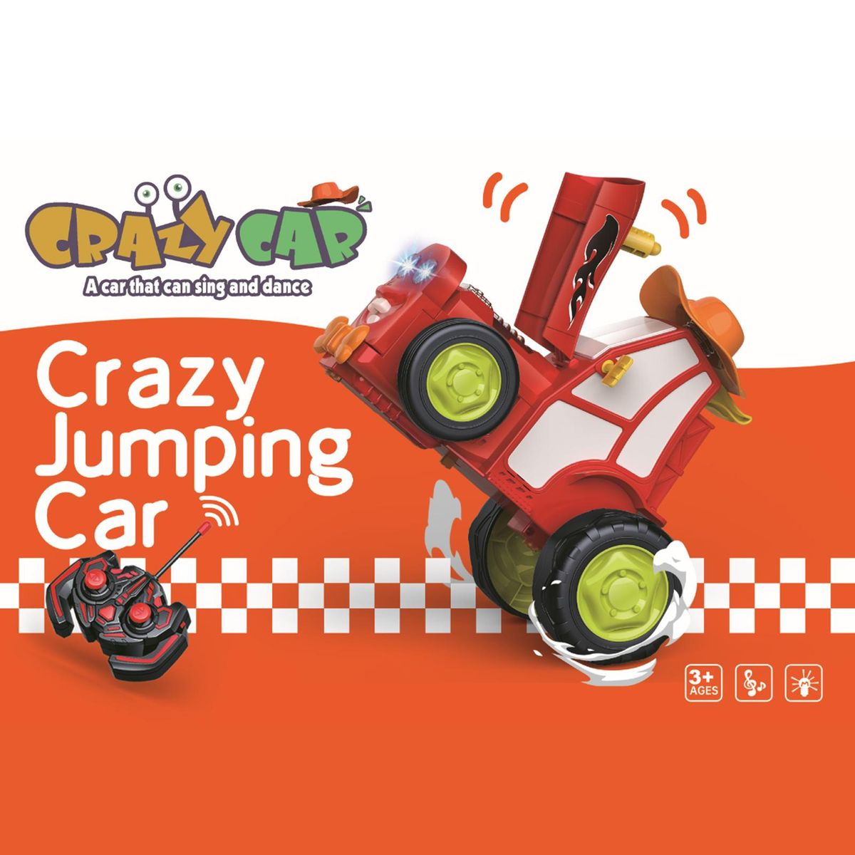 Remote Control Car, Remote Control Crazy Jumping Car Dancing Car Toy with Music Lights Christmas Birthday Gift for Kids