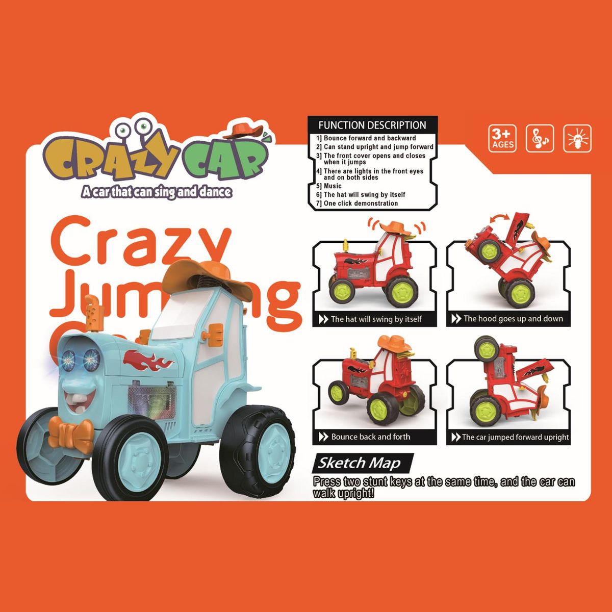 Remote Control Car, Remote Control Crazy Jumping Car Dancing Car Toy with Music Lights Christmas Birthday Gift for Kids