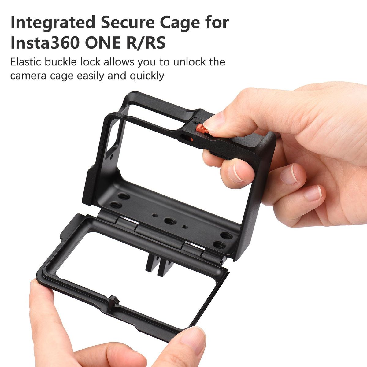 Metal Sports Camera Video Cage with Dual Cold Shoe Mounts Protective Frame Cage Vlog Accessories Replacement for Insta360 ONE R/ RS
