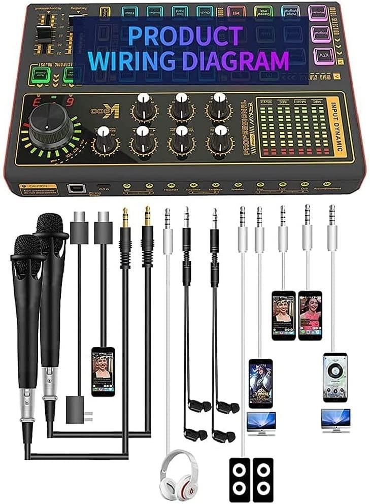 SK300 Audio Interface Sound Card Podcast Microphone Voice Changer Mixer