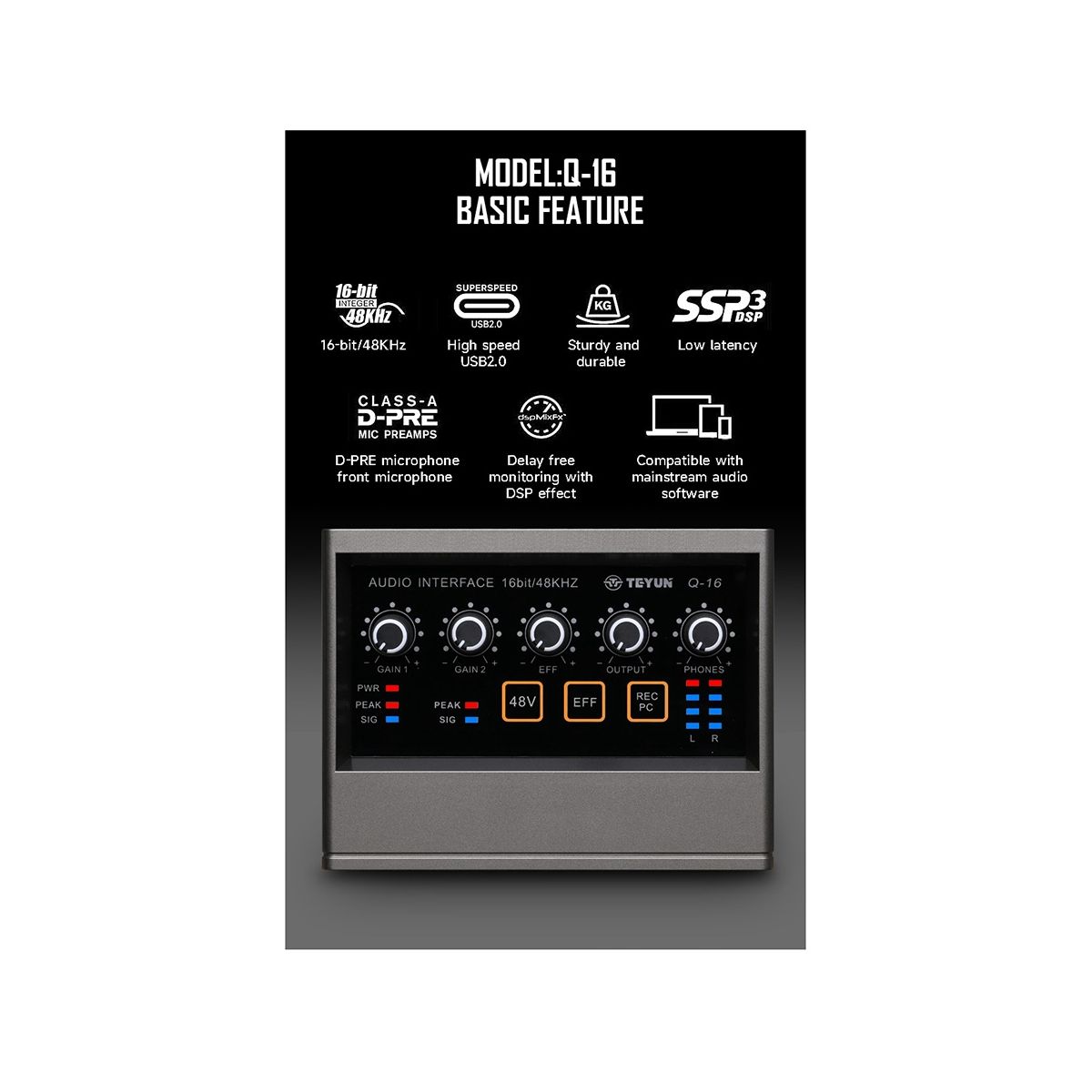 Q16 Professional Microphone Recording Sound Card