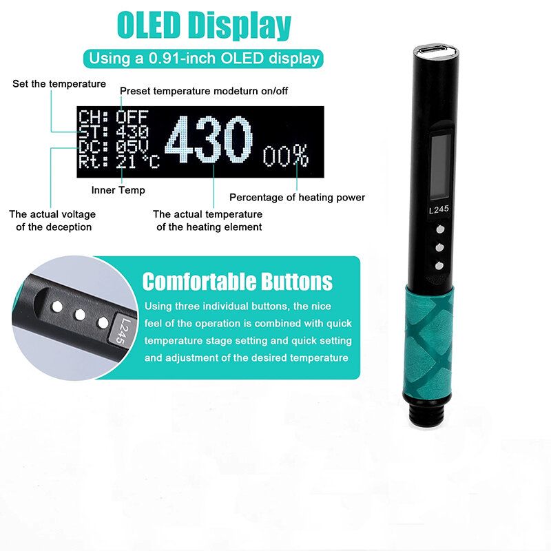 65W L245 Electric Soldering Iron Power Supplying Aluminum