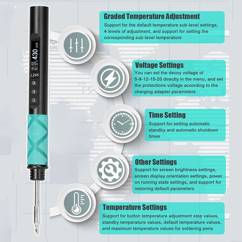 65W L245 Electric Soldering Iron Power Supplying Aluminum