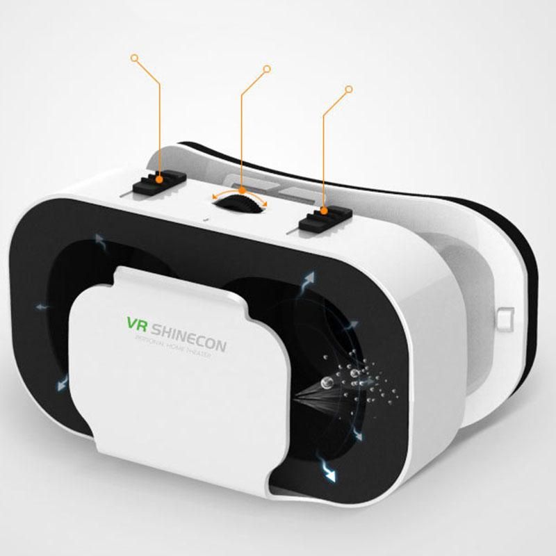 VR SHINECON BOX 5 Mini VR Glasses 3D Glasses Virtual Reality Glasses VR Headset for Google Cardboard Smartp White