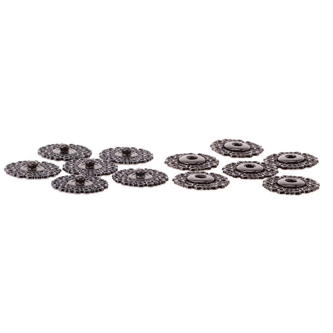 6 Sets Vintage Metal Press Studs Snap Fasteners Hollow Gun Black