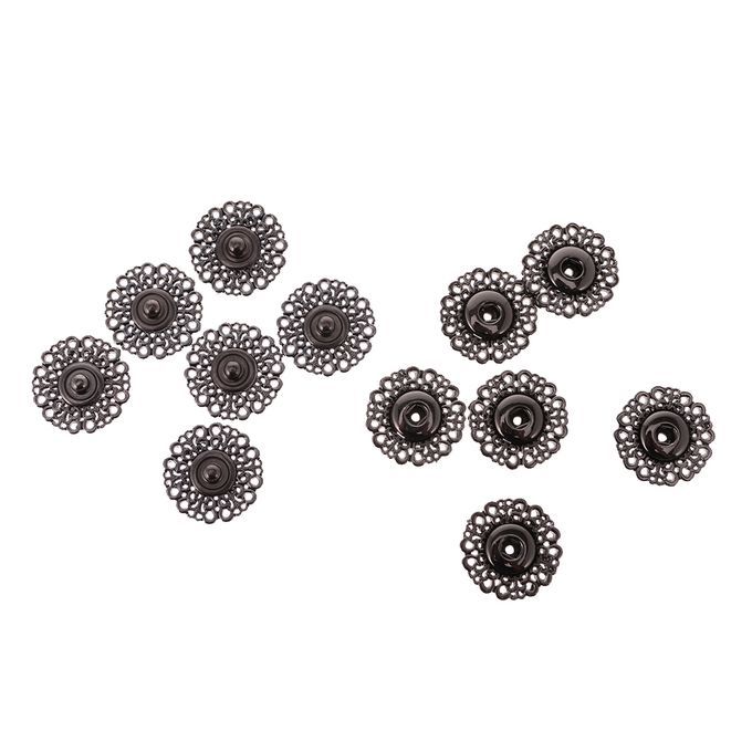 6 Sets Vintage Metal Press Studs Snap Fasteners Hollow Gun Black