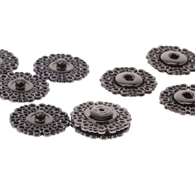 6 Sets Vintage Metal Press Studs Snap Fasteners Hollow Gun Black