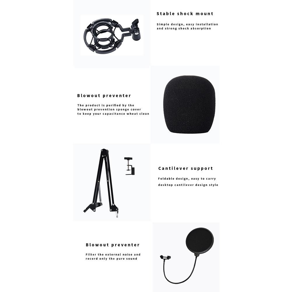 BM800 Condenser Microphone V8 Sound Card Mixer Live Broadcast Recording Set Mic Phone K Song Computer Karaoke Sing